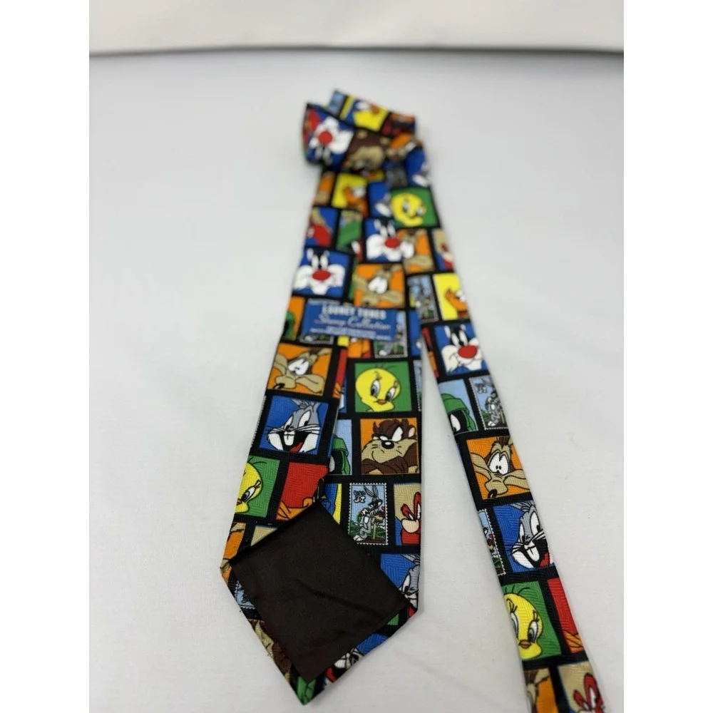Vintage Looney Tunes USPS Stamp Collection Tie Necktie Warner Bros 90's Cartoons